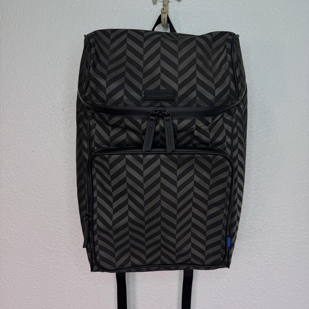 Uri Minkoff Stanton Backpack Laptop Bag Chevron Nylon Black Travel School NEW